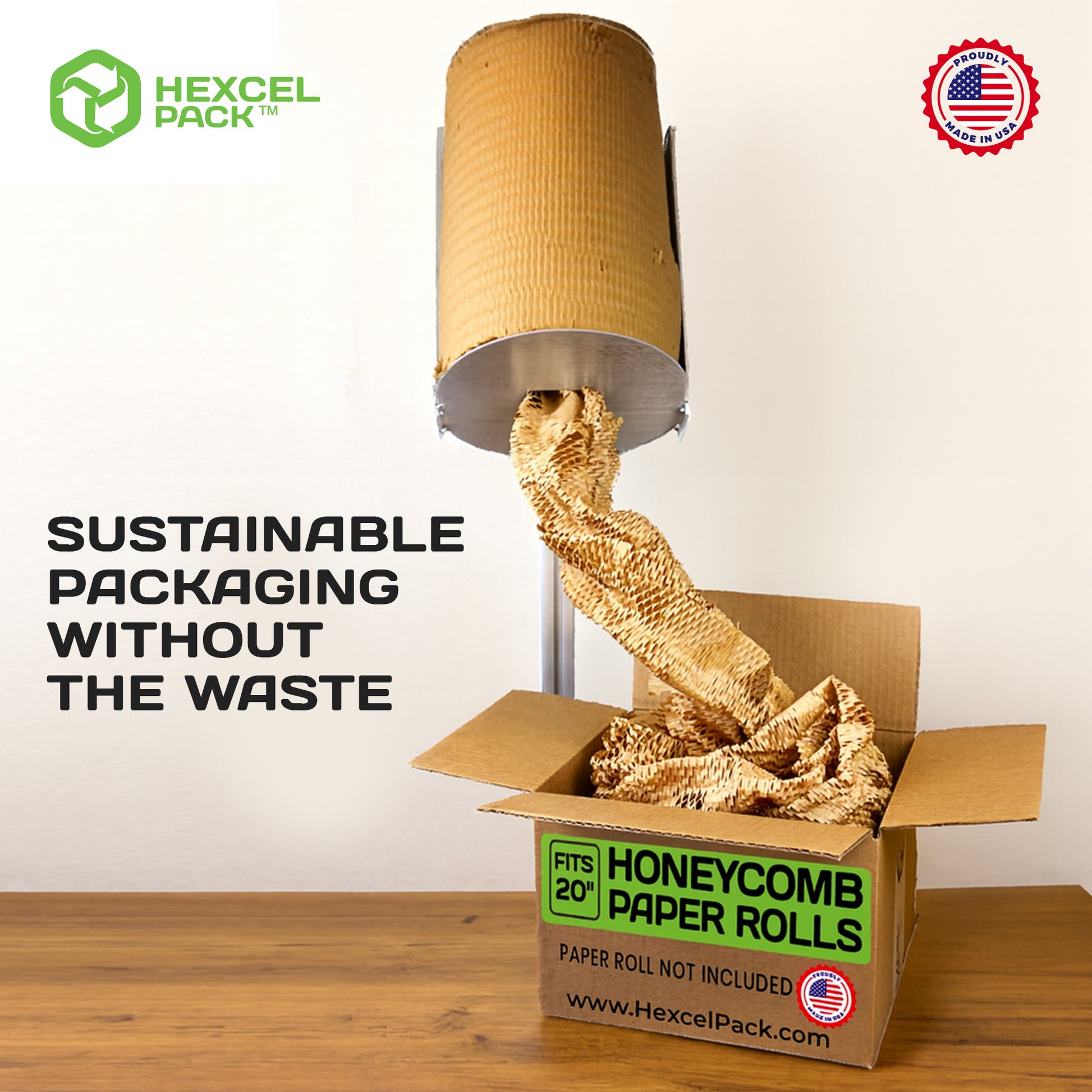 20 inch HexcelPack vertical honeycomb paper dispenser for eco-friendly wrapping