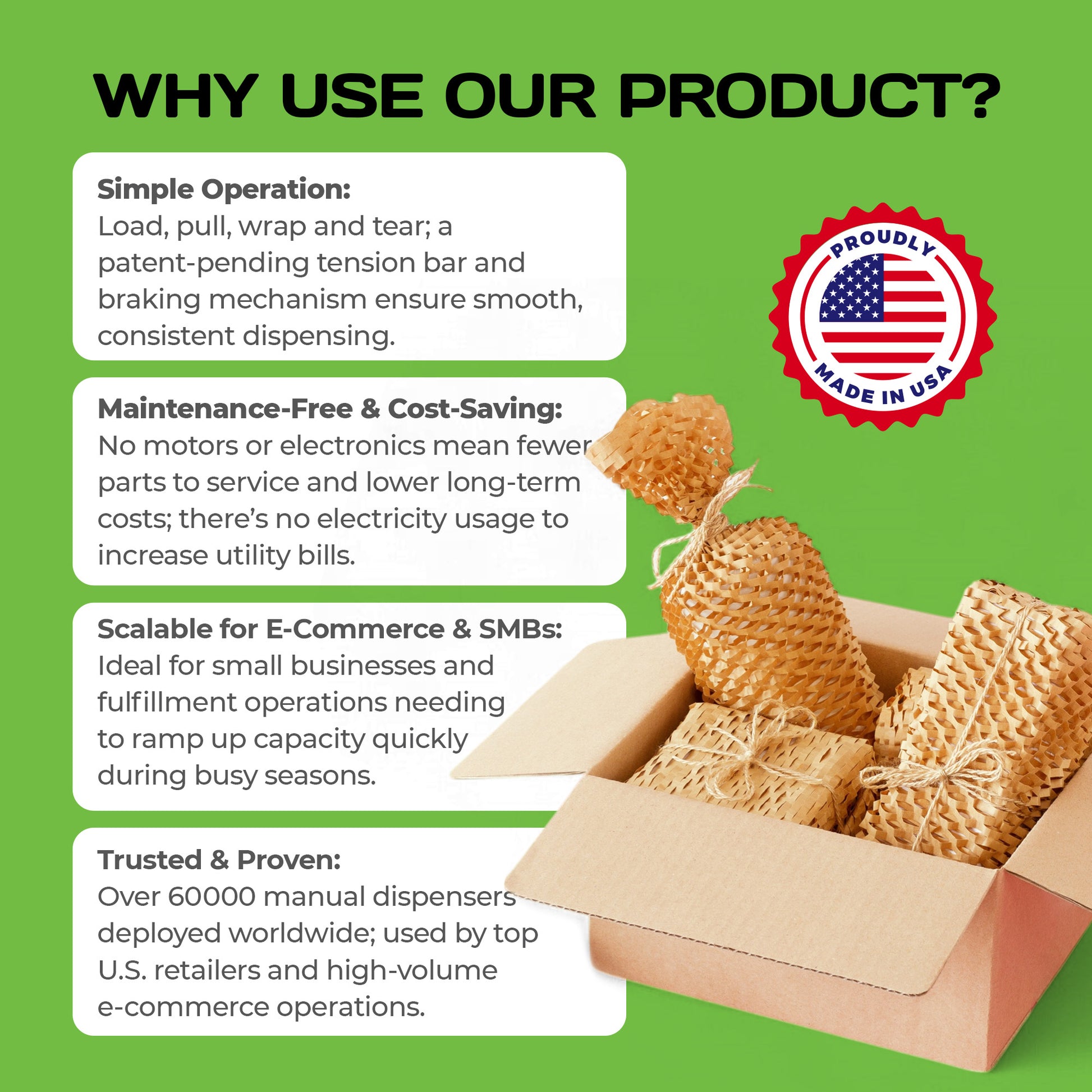 HexcelPack mini packing station advantages simple operation cost-saving made in USA