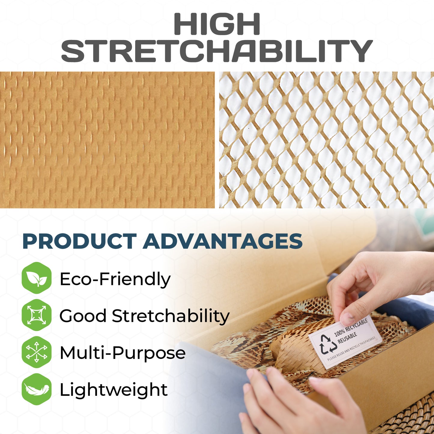 HexcelPack HexaFil Mini system shown with honeycomb paper roll feeding through dispenser for packaging