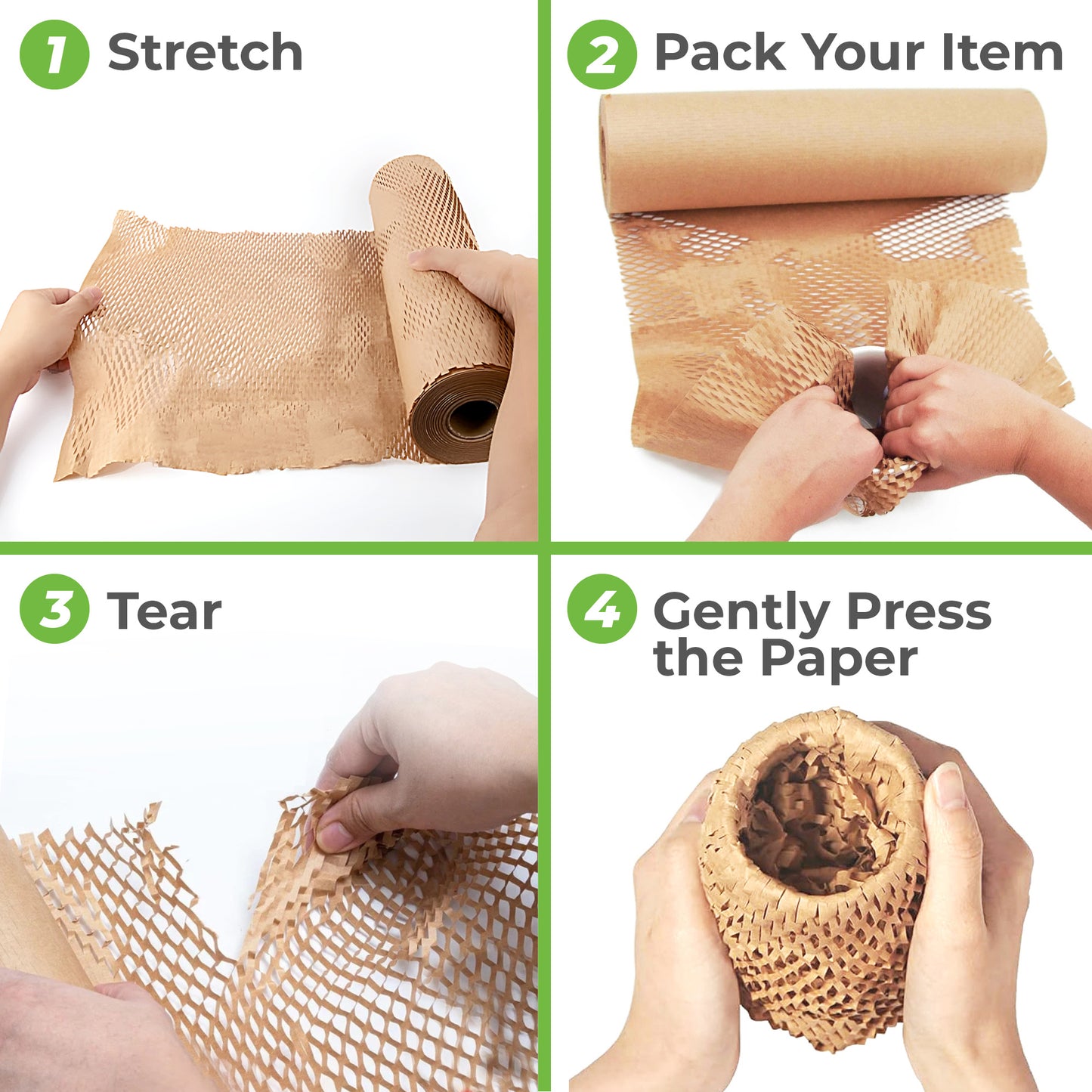 HexcelPack HexcelWrap Regular system showing honeycomb paper roll in use with automated dispensing tool