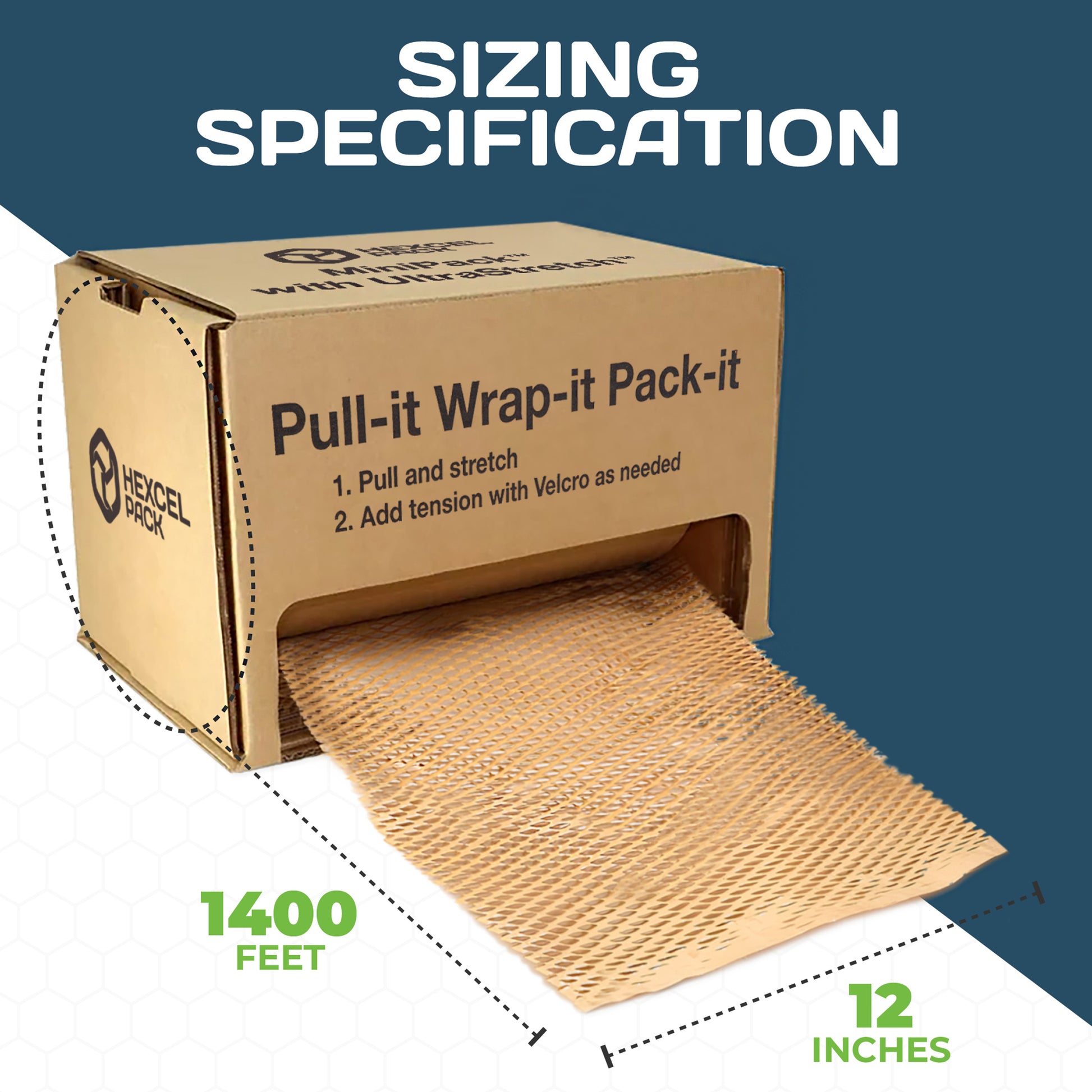 HexcelPack kraft honeycomb paper roll, 1400 ft, sustainable alternative for void fill and product wrapping