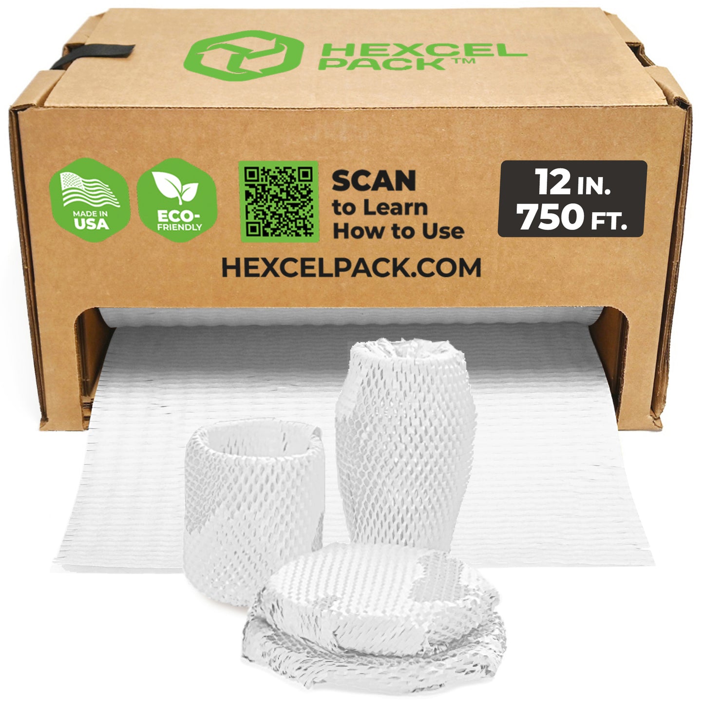 HexcelPack Mini Pack white honeycomb wrap, 12x750’, biodegradable alternative to plastic bubble wrap