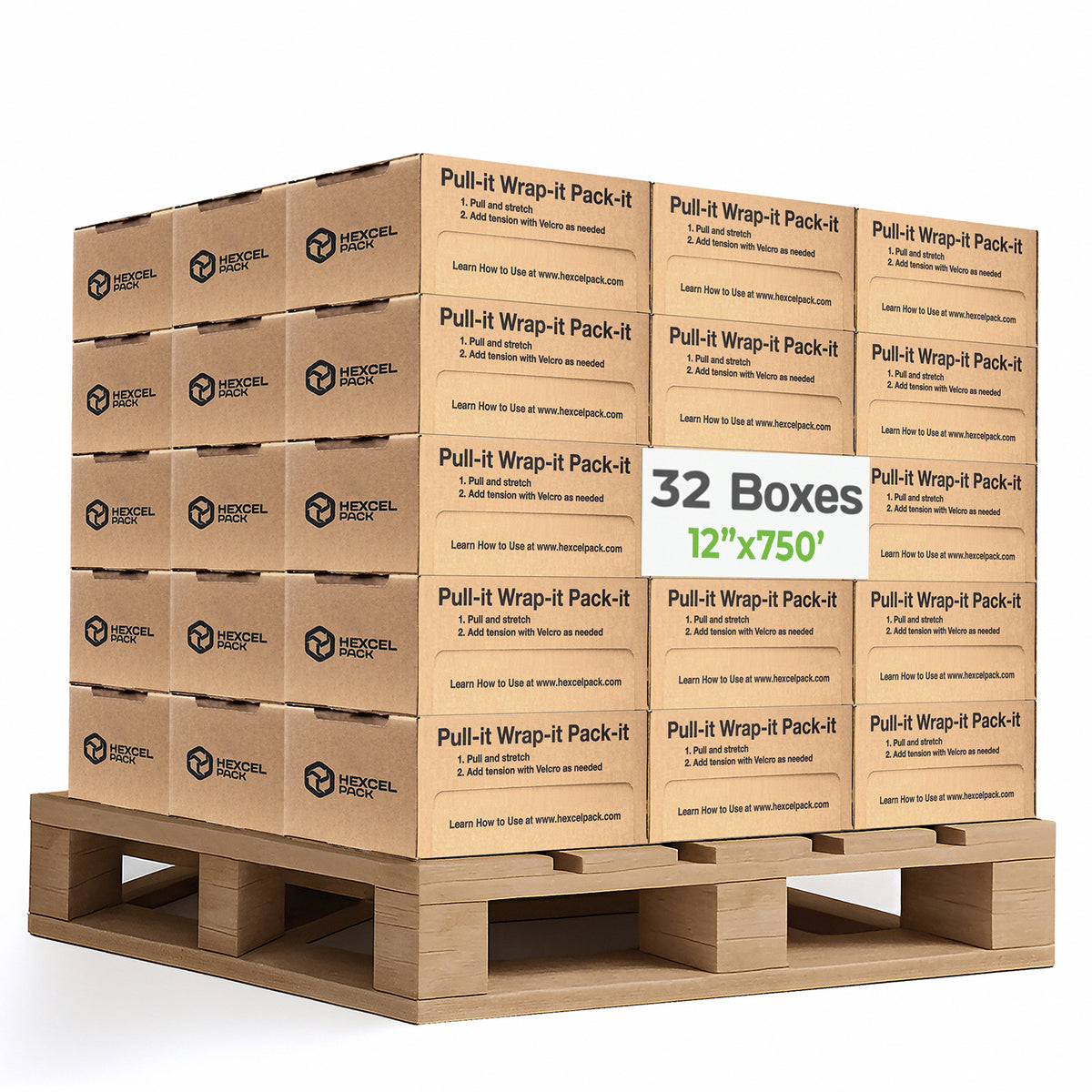 HexcelPack HexcelWrap Mini - Honeycomb Packing Paper, Eco-Friendly, Sustainable Paper Bubble Wrap for Shipping & Moving, Cushioned Packing Material in Dispenser - White, Pallet of 32, 12" x 750' - White HoneyComb,12" x 750 Feet - With Dispenser Box - Pallet