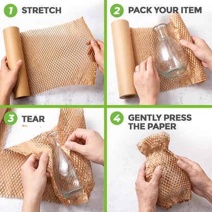 HexcelPack HexcelWrap Mini Honeycomb Packing Paper - Natural, 12" x 300' - Natural HoneyComb,12" x 300 Feet - Roll Only