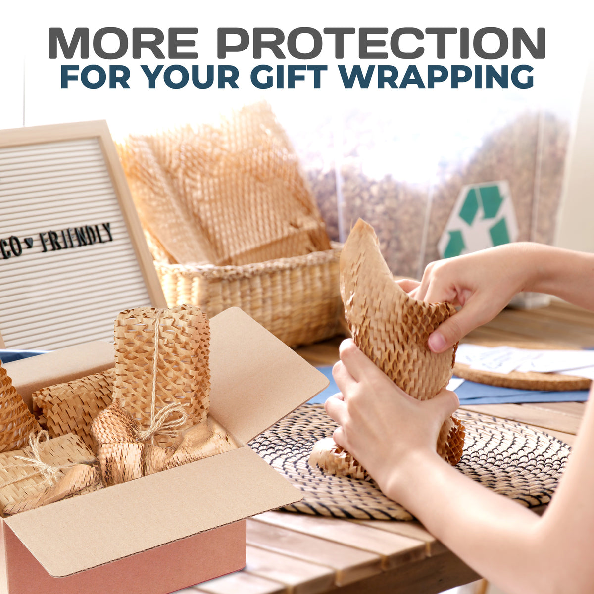 HexcelPack HexcelWrap Mini Honeycomb Packing Paper - Natural, 12" x 300' - Natural HoneyComb,12" x 300 Feet - With Dispenser Box