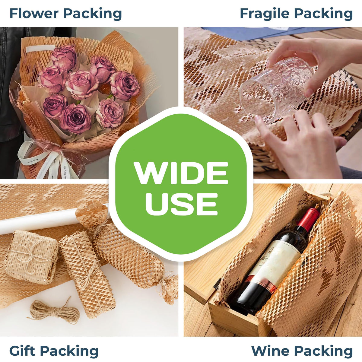 HexcelPack HexcelWrap Mini - Honeycomb Packing Paper, Eco-Friendly, Sustainable Paper Bubble Wrap for Shipping & Moving, Cushioned Packing Material in Dispenser - Natural, Pallet of 28, 12" x 1400' - Natural HoneyComb,12" x 1400 Feet - With Dispenser Box - Pallet