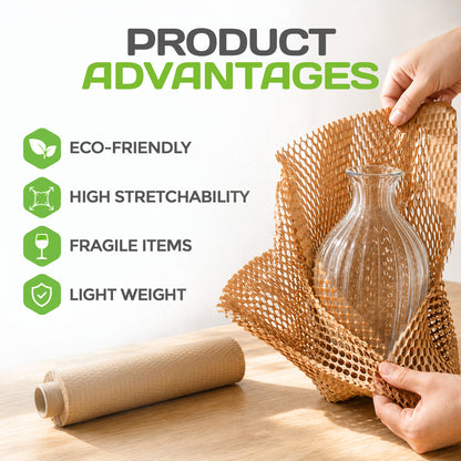 HexcelPack HexcelWrap Mini Honeycomb Packing Paper - Natural, 12" x 300' - Natural HoneyComb,12" x 300 Feet - Roll Only