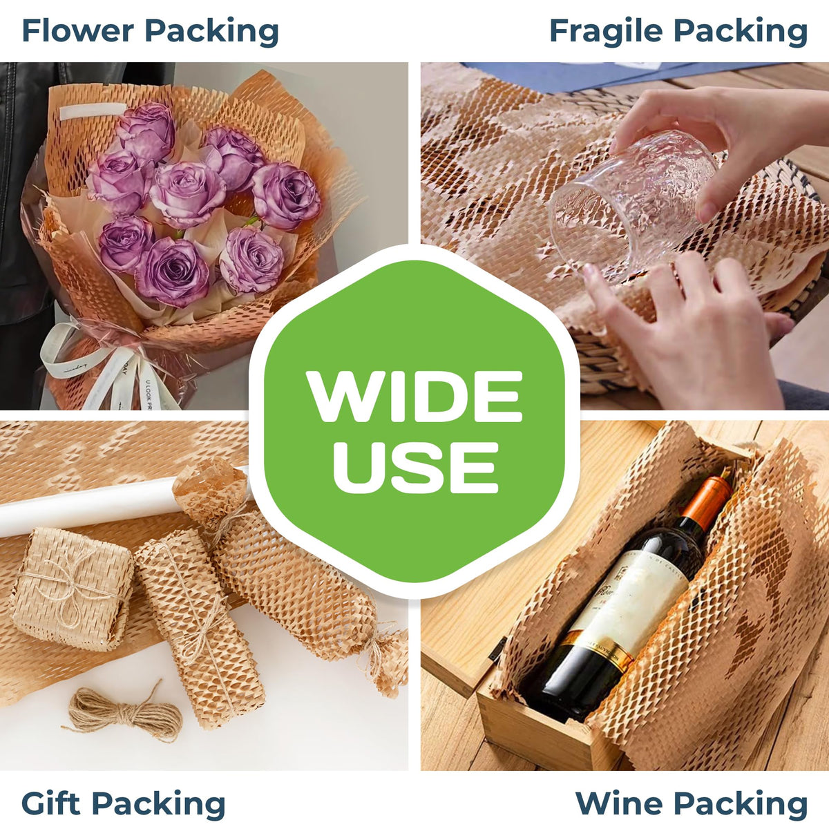 HexcelPack HexcelWrap Honeycomb Packing Paper Wrap - White, 12" x 1400' - White HoneyComb,12" x 1400 Feet - Roll Only