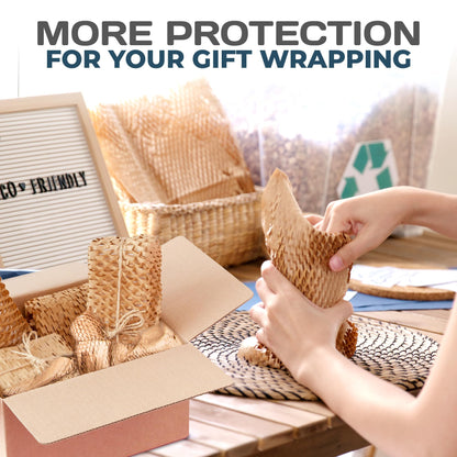 HexcelPack HexcelWrap Mini - Honeycomb Packing Paper, Eco-Friendly, Sustainable Paper Bubble Wrap for Shipping & Moving, Cushioned Packing Material in Dispenser - Natural, Pallet of 28, 12" x 1400' - Natural HoneyComb,12" x 1400 Feet - With Dispenser Box - Pallet
