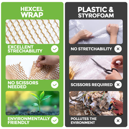 HexcelPack HexcelWrap Mini Honeycomb Packing Paper - Natural, 12" x 300' - Natural HoneyComb,12" x 300 Feet - Roll Only