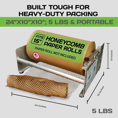 HexcelPack 15 inch aluminum dispenser with 24x10x10 dimensions and 5 lbs portable weight