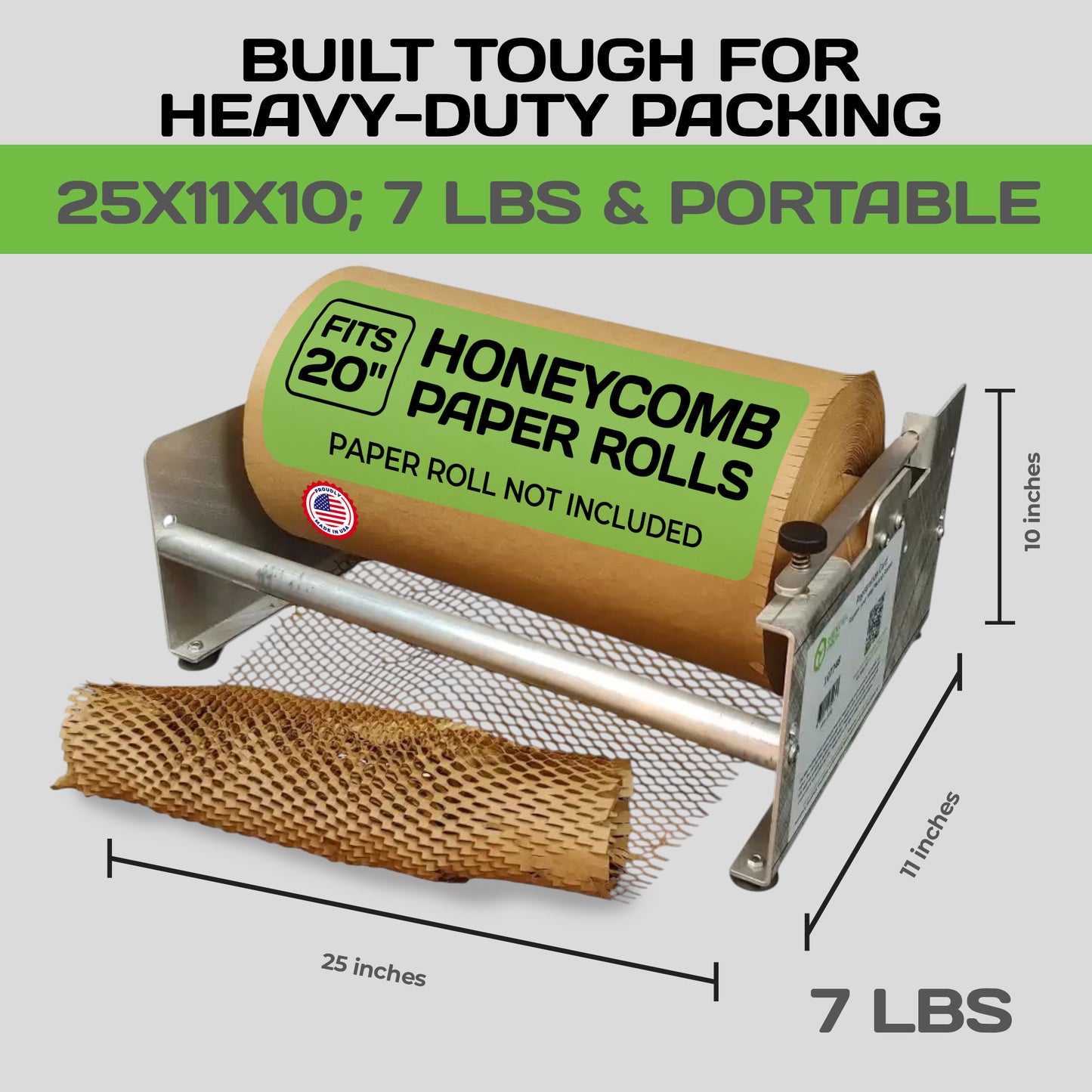 HexcelPack 20 inch aluminum dispenser with 25x11x10 size, compact and portable