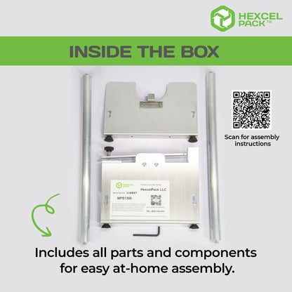 HexcelPack mini packing station with all parts for easy at-home assembly