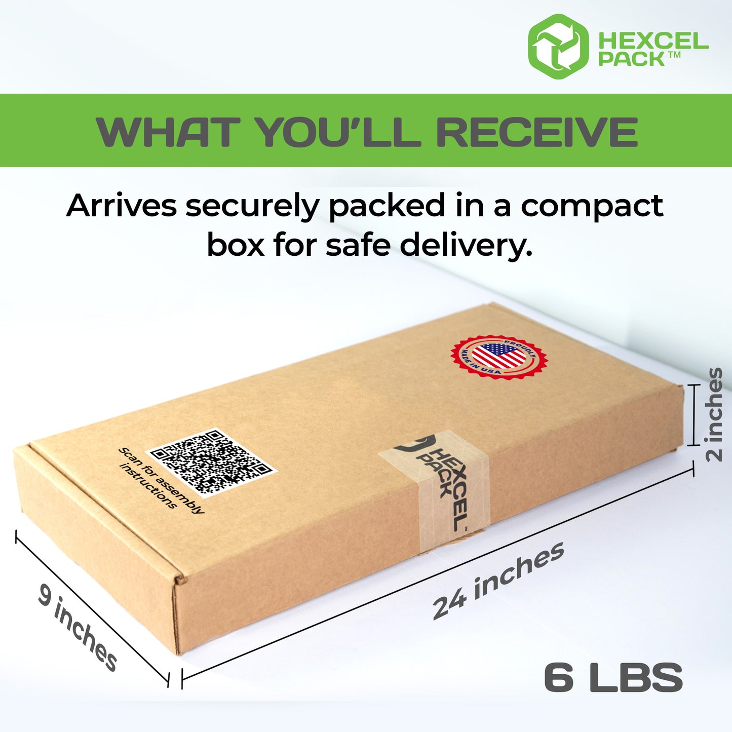 HexcelPack mini packing station compact box 24x9x2 inches, 6 lbs for safe delivery