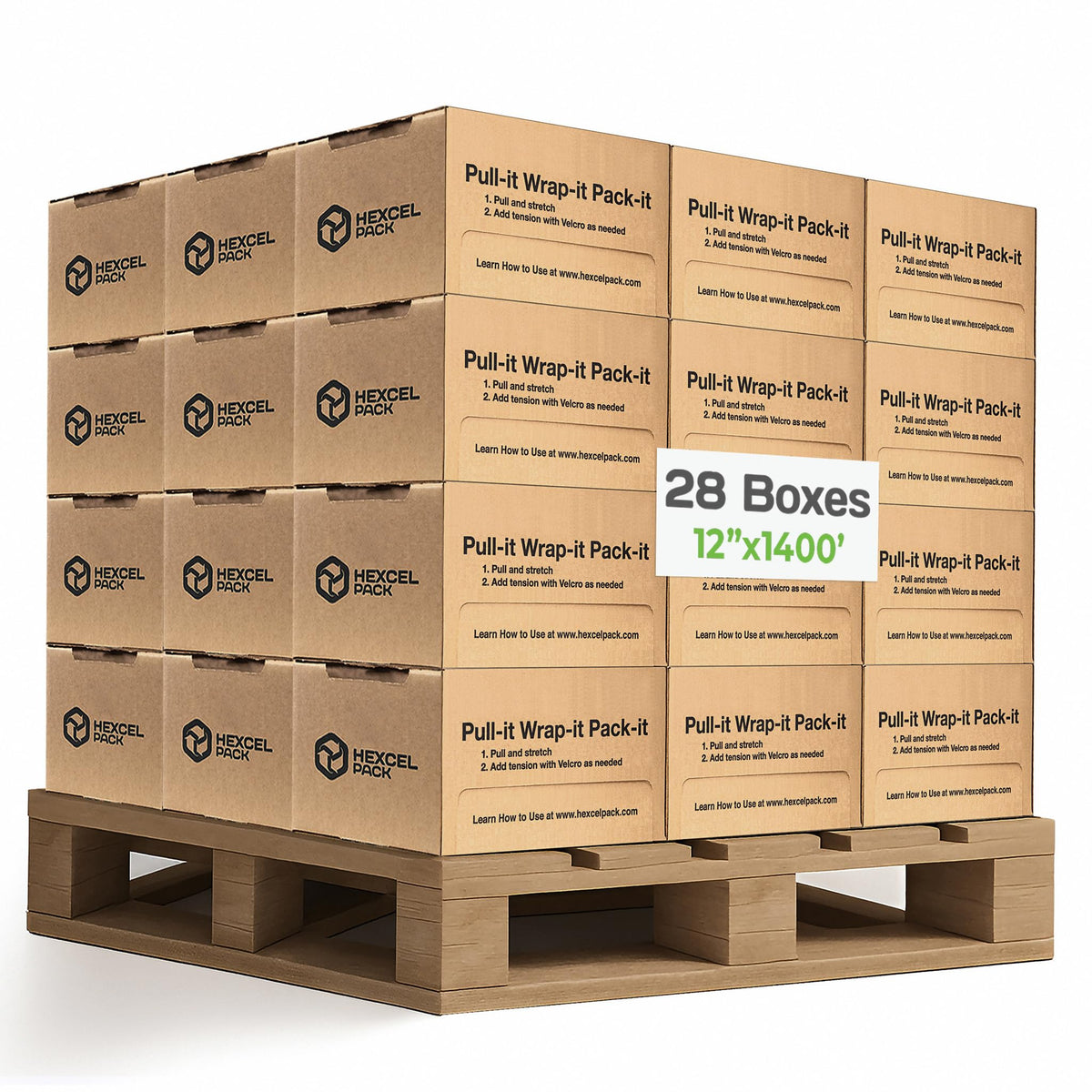 HexcelPack HexcelWrap Mini - Honeycomb Packing Paper, Eco-Friendly, Sustainable Paper Bubble Wrap for Shipping & Moving, Cushioned Packing Material in Dispenser - Natural, Pallet of 28, 12" x 1400' - Natural HoneyComb,12" x 1400 Feet - With Dispenser Box - Pallet