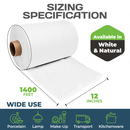 HexcelPack HexcelWrap Honeycomb Packing Paper Wrap - White, 12" x 1400' - White HoneyComb,12" x 1400 Feet - Roll Only
