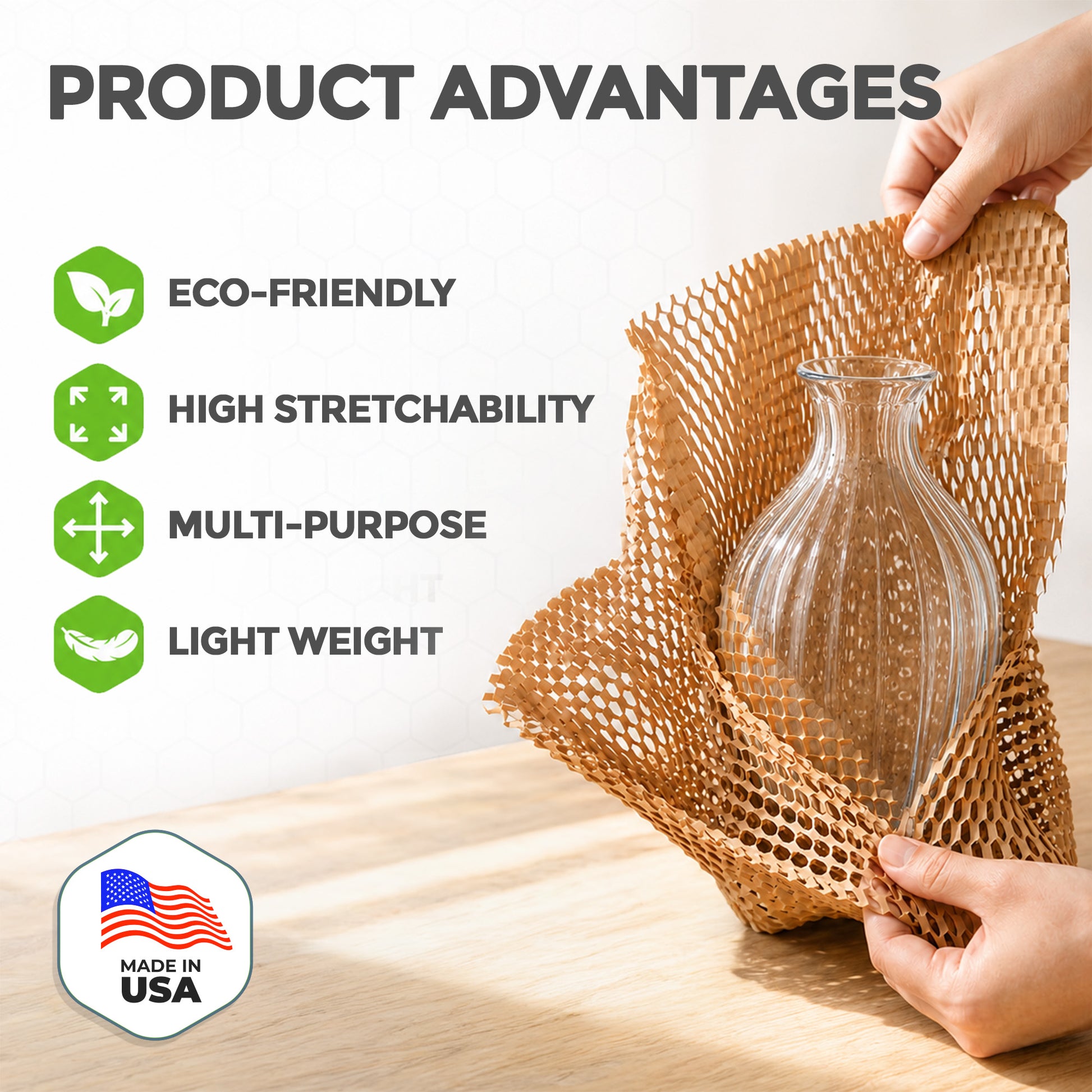 HexcelPack HexcelWrap Mini Honeycomb Packing Paper - Natural, 12" x 300'