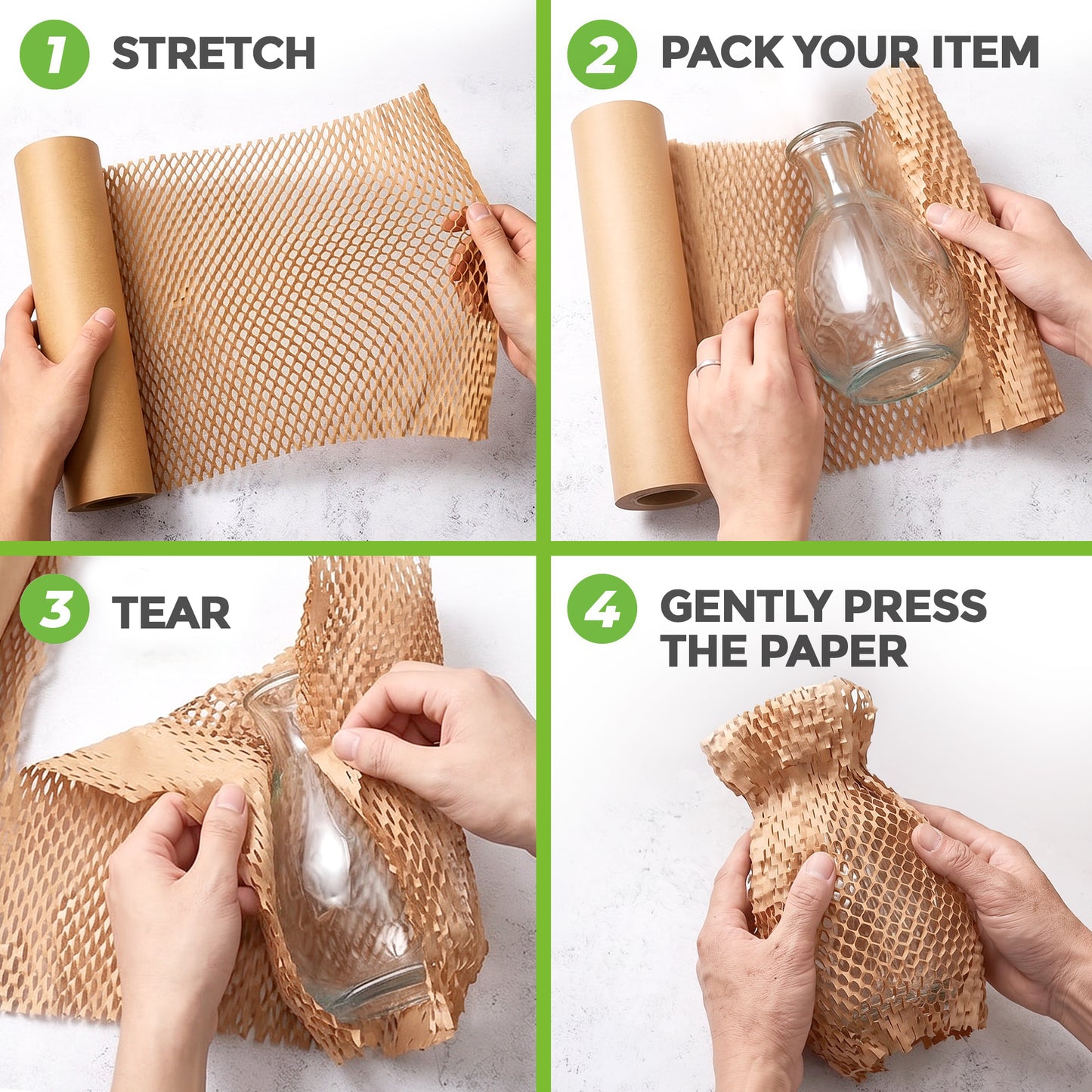 HexcelPack HexcelWrap Mini Honeycomb Packing Paper - Natural, 12" x 300'