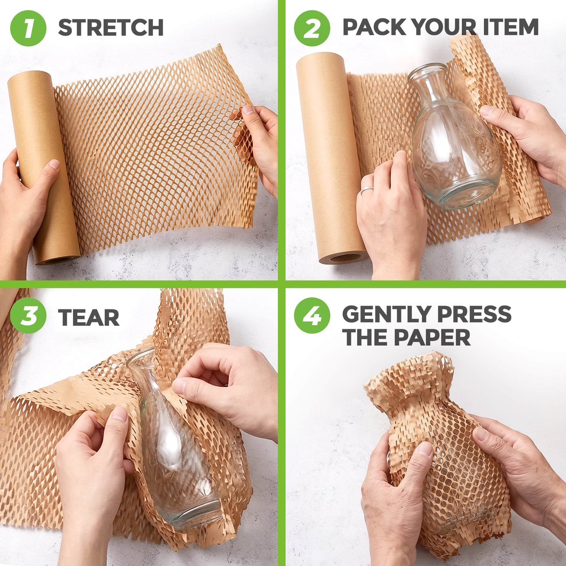 HexcelPack HexcelWrap Mini Honeycomb Packing Paper - Natural, 12" x 300'