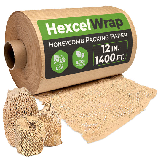 HexcelPack HexcelWrap Regular 12x1400’ roll loaded in dispenser, ready for sustainable packaging application