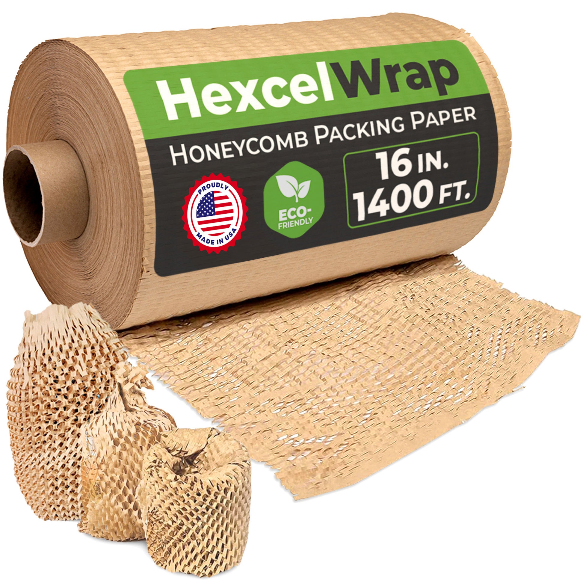 HexcelPack HexcelWrap Regular 16x1400’ roll loaded in dispenser, ready for sustainable packaging application