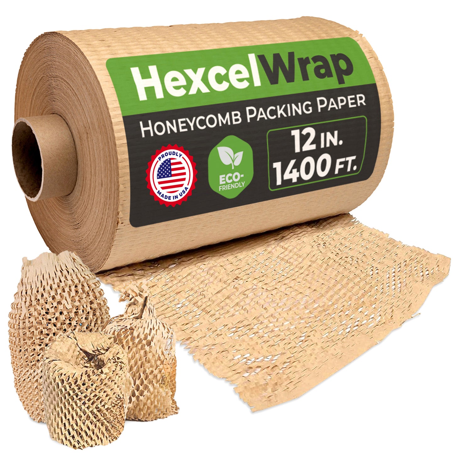 HexcelPack HexcelWrap Regular 12x1400’ roll loaded in dispenser, ready for sustainable packaging application