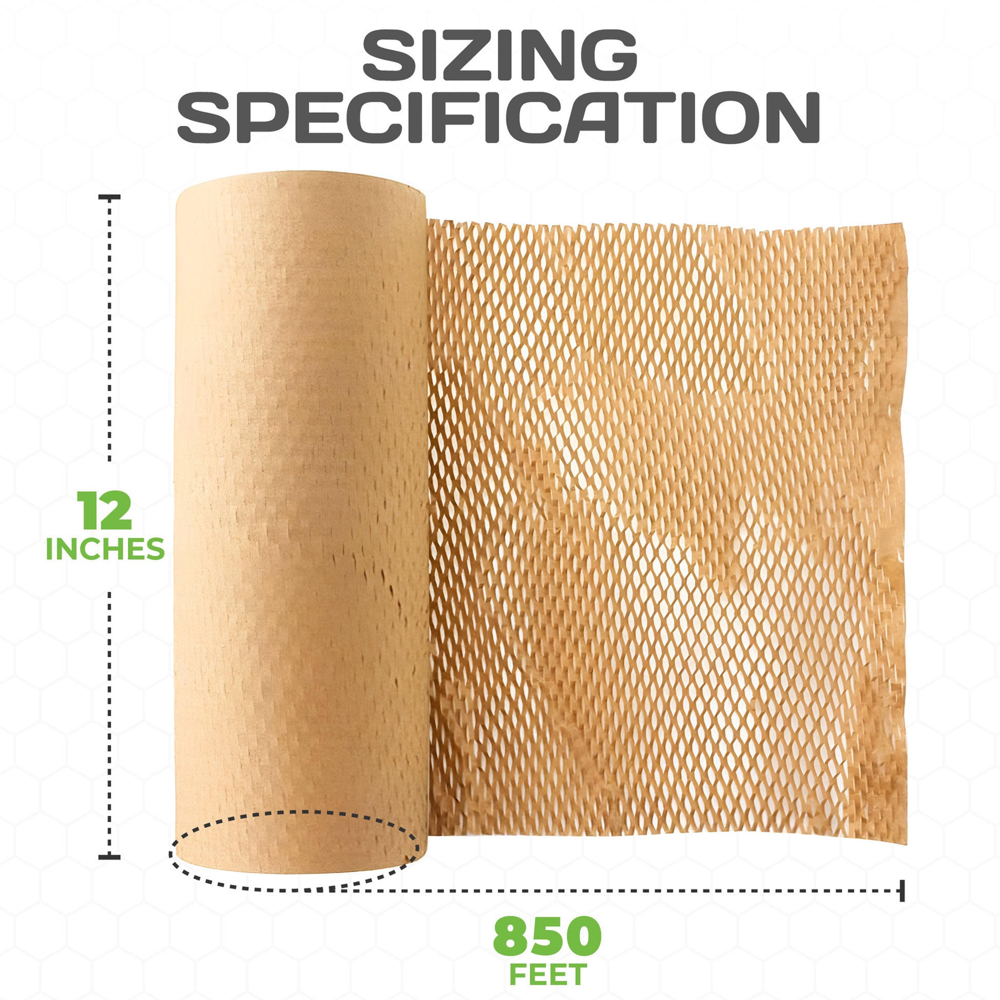 HexcelPack kraft honeycomb paper wrap, 12x850’, sustainable packaging for fragile and breakable goods