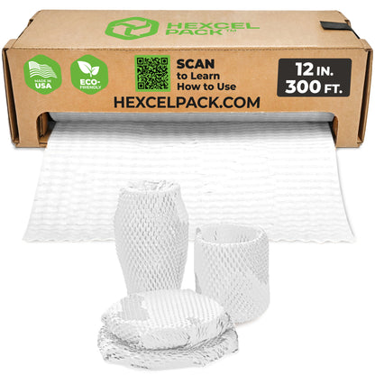 HexcelPack Mini Pack white honeycomb paper wrap, eco-friendly and recyclable alternative to plastic bubble wrap